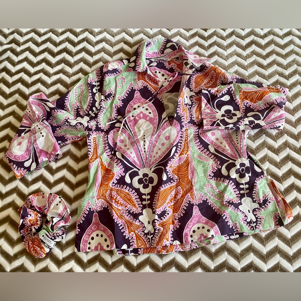 Zara PRINTED LINEN BLOUSE  Women's Size S - Picture 6 of 12